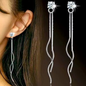 NEW 925 Sterling Silver Diamond Swirl Earrings